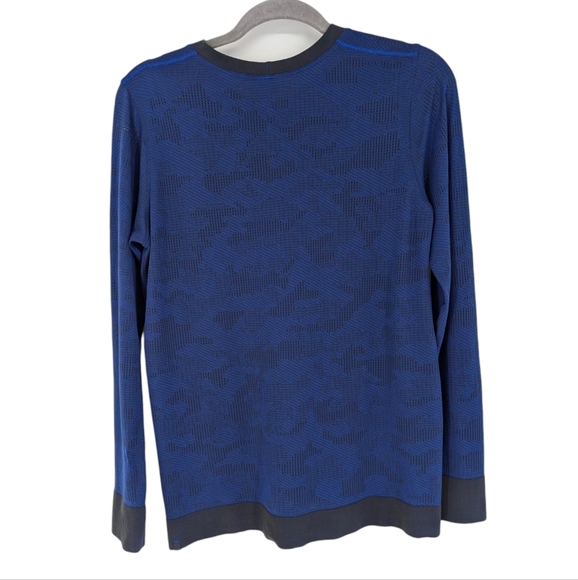 Lululemon Swiftly Breathe Long Sleeve Tee Vented Camo Graphite Cerulean Blue - Picture 7 of 8